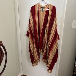 Ralph Lauren Striped Fringe Poncho